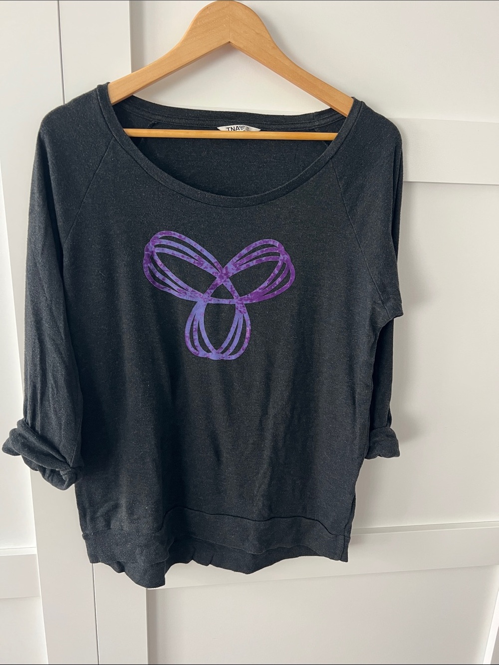 TNA Black Scoop-Neck Pullover with Purple Emblem